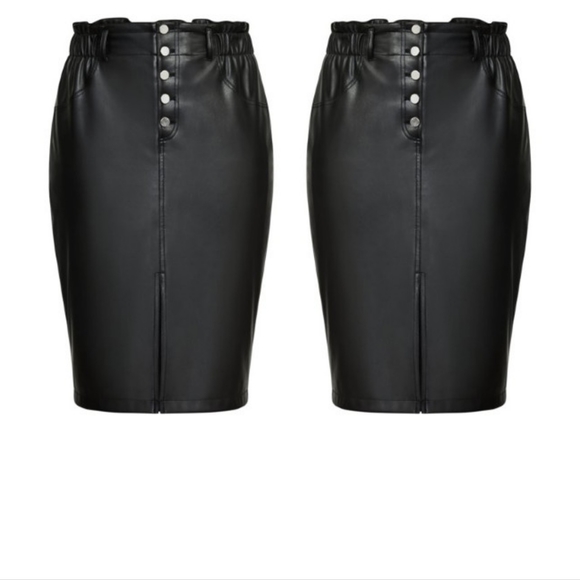 L City Chic Plus Size 20 Black Faux Leather Skirt - Picture 3 of 4
